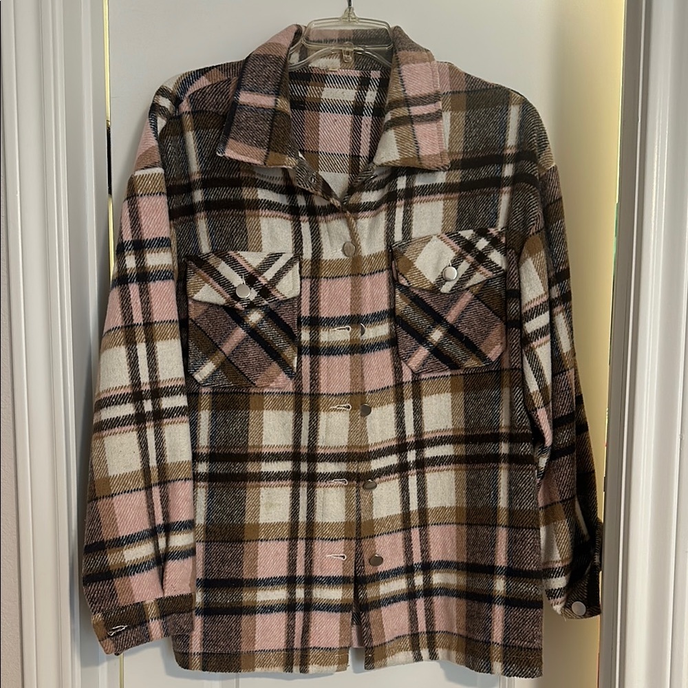 Plaid Button-Up Shirt Jacket